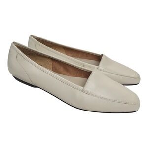 NEW Vintage Partners Lea Leather Loafers Flats 10M Winter White Shoes Brazil